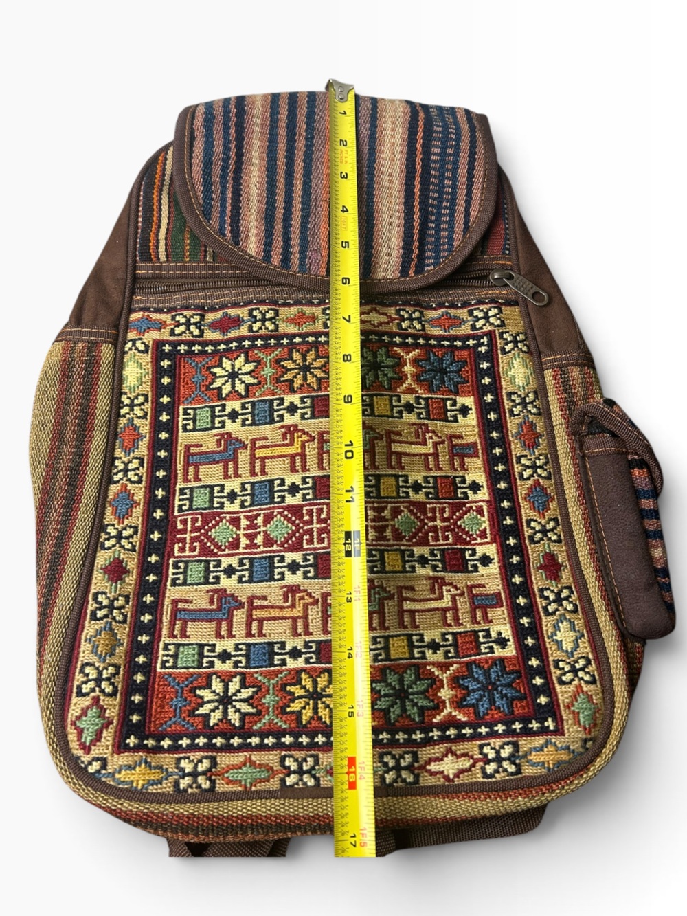 Woven Tapestry Backpack with Geometric Rug Pattern - Picture 3 of 6